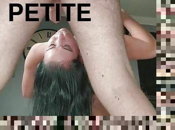 fellation-profonde, petite, bâillonnement, bite