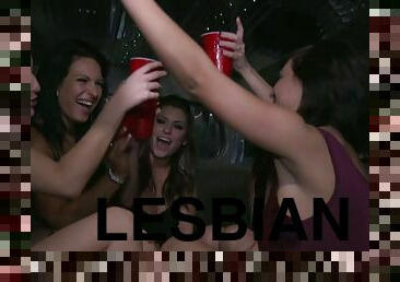 Stunning girls have wild lesbian orgy in a limousine