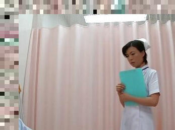 Randy Asian nurse gets fucked in bathroom after blowjob