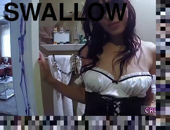 Slim teen swallow fun