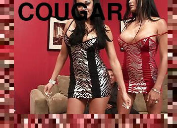 Cougar fake tits fondled then screwed hardcore in ffm shoot