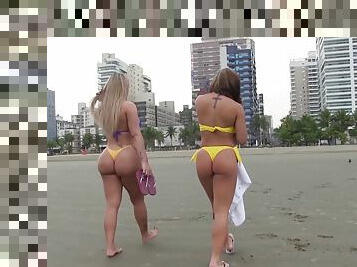 Big ass Brazilians in bikinis have hot lesbian sex