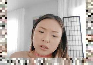 Squirty petite Asian hard fucked in throat and pussy