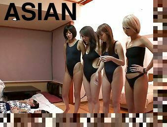 Delectable Asian reality babes enjoying a spicy groupsex shoot