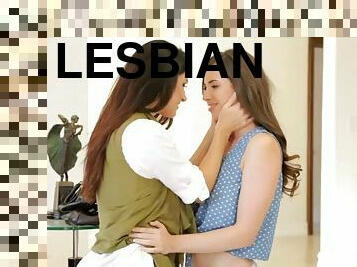 Cute teenie having a lesbian affair with an older chick