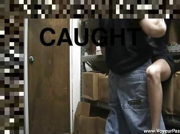Hidden Camera Caught Horny Couple Banging In The Storage Area