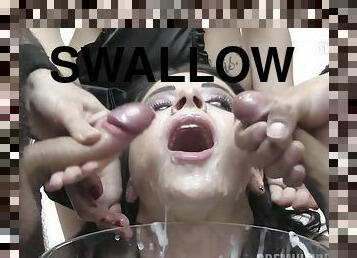Elya swallows 56 huge mouthful cumshots
