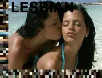 Stunning Brunette Lesbians Having Sex In The Beach