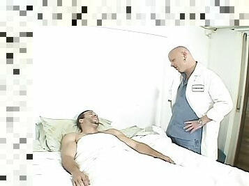 Transsexual nurse gets fucked by a patient and a doctor