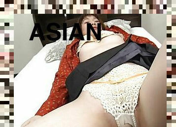 Asian pussy exposed and finger fucked by her horny guys