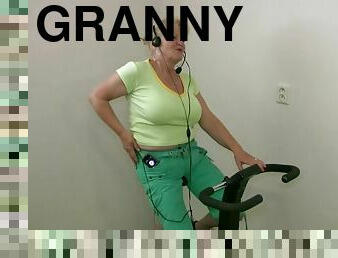 This naughty granny likes to exercise completely naked