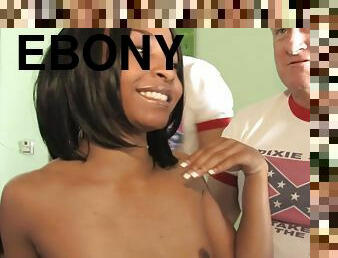 Ebony Hottie Sucks Several Cocks and Takes a Facial