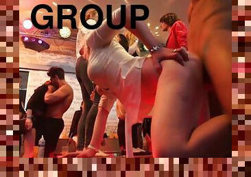 Hard group fucking on the dance floor