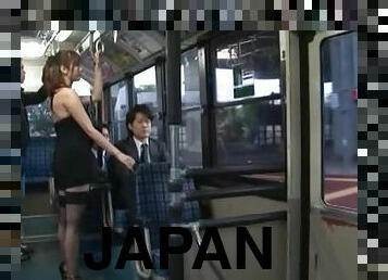 asiatique, public, milf, japonais, bas, bus, réalité