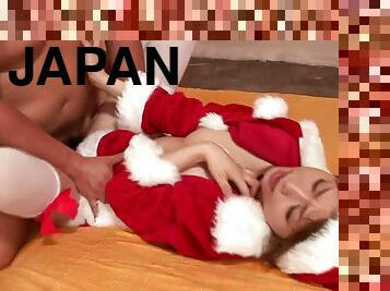 Santa girl Akiho Yoshizawa gets fucked and enjoys nice facial cumshot