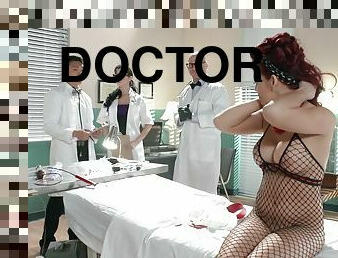 Sexy Redhead In Fishnet Lingerie Gets Nailed By Her Doctor