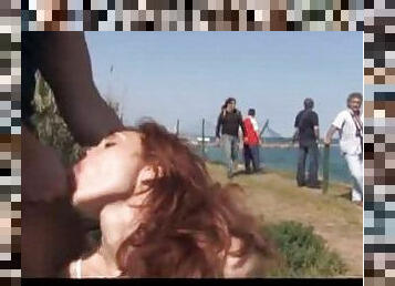 Redheaded Cutie Gets Fucked In Public After Getting Femdomized