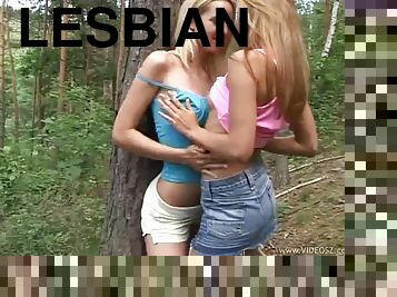 Lesbian Teens Playing With Each Other's Pussies Outdoors