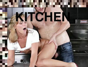 Hardcore kitchen sex session with alluring blonde Cecilia De Lys