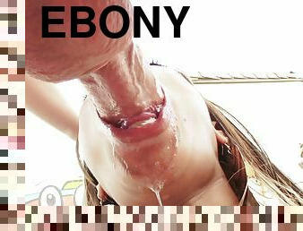 Sexy Ebony Babe Enjoys Some Hardcore Face Fucking