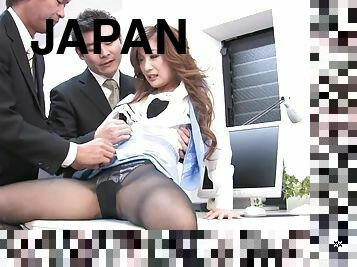 asiático, escritório, meia-calça, hardcore, japonesa, gangue, meias-calças, nylon