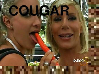 Cougars Puma Swede and Angel Long are having a market trip