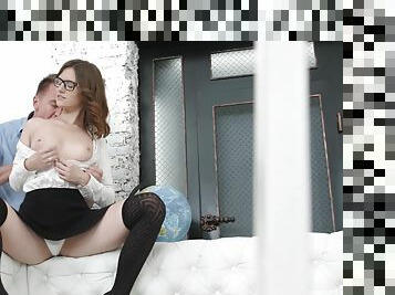 Russian teen with glasses Sofy Topp ass fucked and licked HD