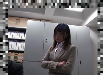 Gorgeous office lady Ayu Sakurai shows off pussy rubbing and rides cock