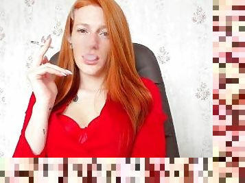 redhead smoking