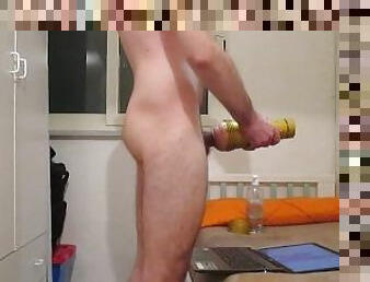 Young man jerking off his cock fucking Fleshlight (solo male fleshlight- fleshlight fuck)