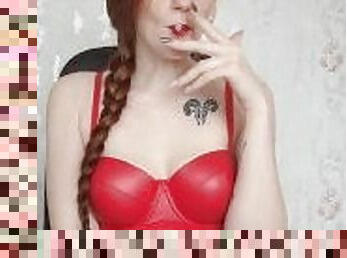 redhead smoking