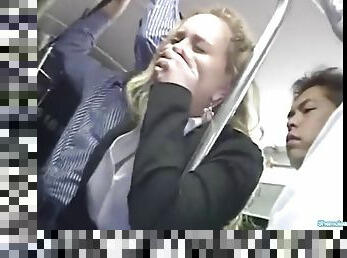 Blonde groped to orgasm on bus