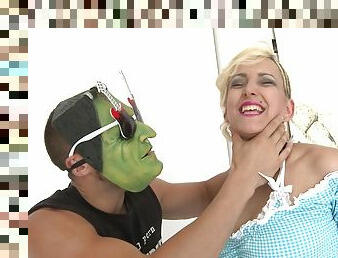 Matuere blonde MILF Jenny One gets tied and abused by a masked man