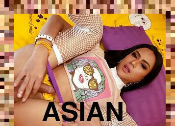 Asian shemale teen balls deep anal