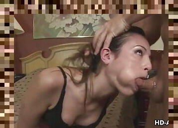 Extreme deep throat blowjob from hot babe