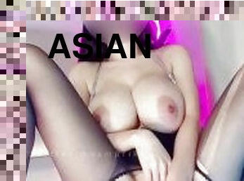 Horny slut Asian wife naked her huge natural boobs got her big ass fucked so hard and pissing a lot