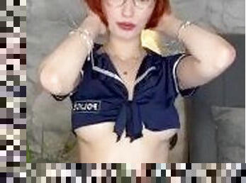 tentera, payu-dara-besar, pejabat, amateur, solo, polis-police, mengusik