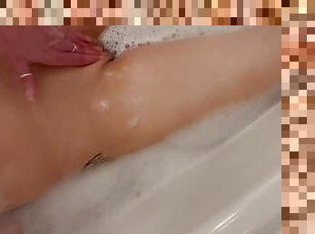 baignade, chatte-pussy, amateur, lesbienne, doigtage, petite-amie, rasé