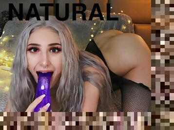 Skylar Vox Solo masturbation in sexy stockings - big ass blonde Skylar vox sucks on dildo toy