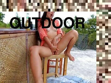 Passionbunny - Crazy Risky Masturbation In Open-air Bar In Coronavirus Time