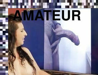 amateur, babes, ejaculation-sur-le-corps, maison, couple, fétiche, solo, brunette, bite