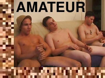amateur, ejaculation-sur-le-corps, gay, sexe-de-groupe, sexe-habillé