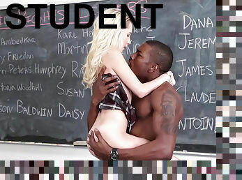 Blond student fucked by teacher with big black cock