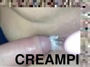 He fucks me, cums inside my pussy and then finger fucks me while all the juice drips out