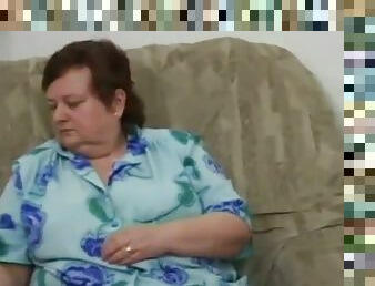 Busty BBW Granny Caught Wanking By Her Neighbor Stud