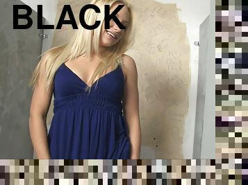 Blonde Takes on a Gloryhole Full of Big Black Cock