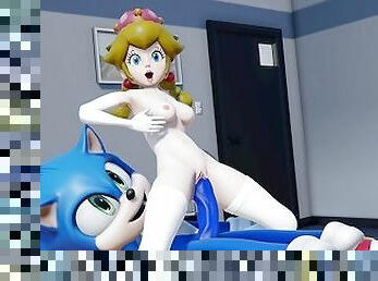 Sonic fuck Peach and cum in her mouth