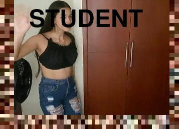My sexy student sends me the best video changing clothes