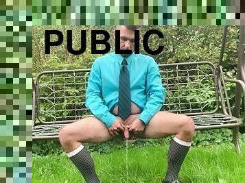 gentleman Pissing in public in black socks