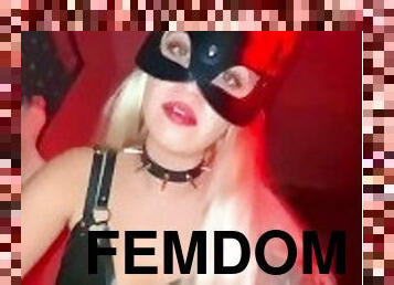 Femdom Catwoman Dominatrix pegging and flogging her slave POV